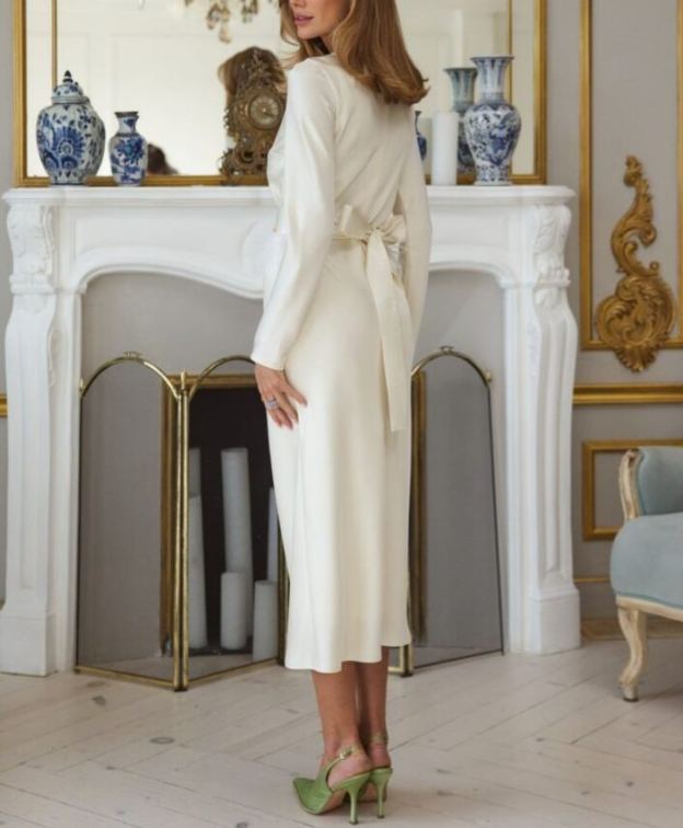 Long sleeve dress Cream
