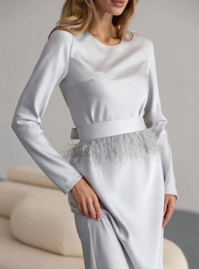 Long sleeve dress Light gray