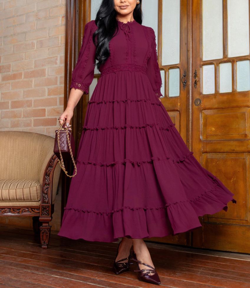Burgundy Crepe Dress