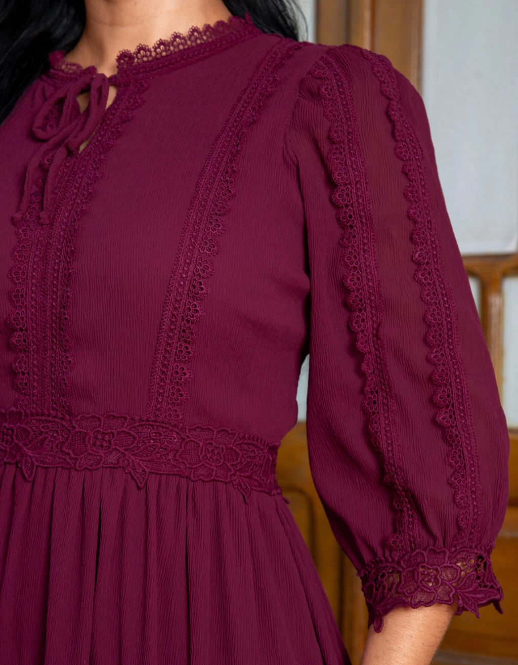 Burgundy Crepe Dress
