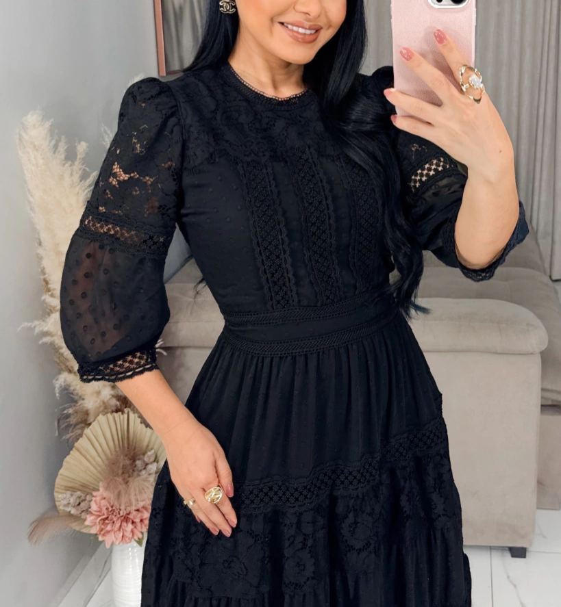 Black Embroidered Dress
