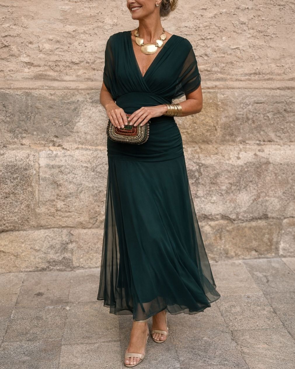 Elegant Maxi Dress for Events with V-Neck