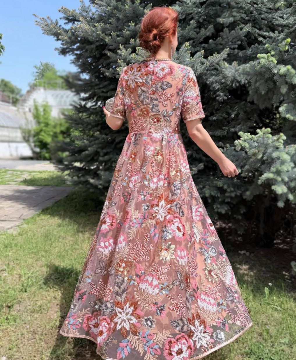 Sequin Embellished Floral Dress
