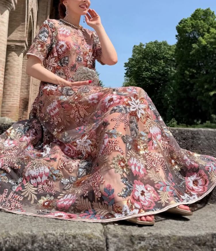 Sequin Embellished Floral Dress