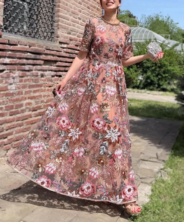 Sequin Embellished Floral Dress