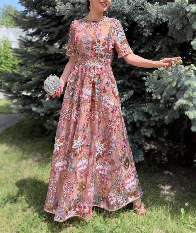 Sequin Embellished Floral Dress