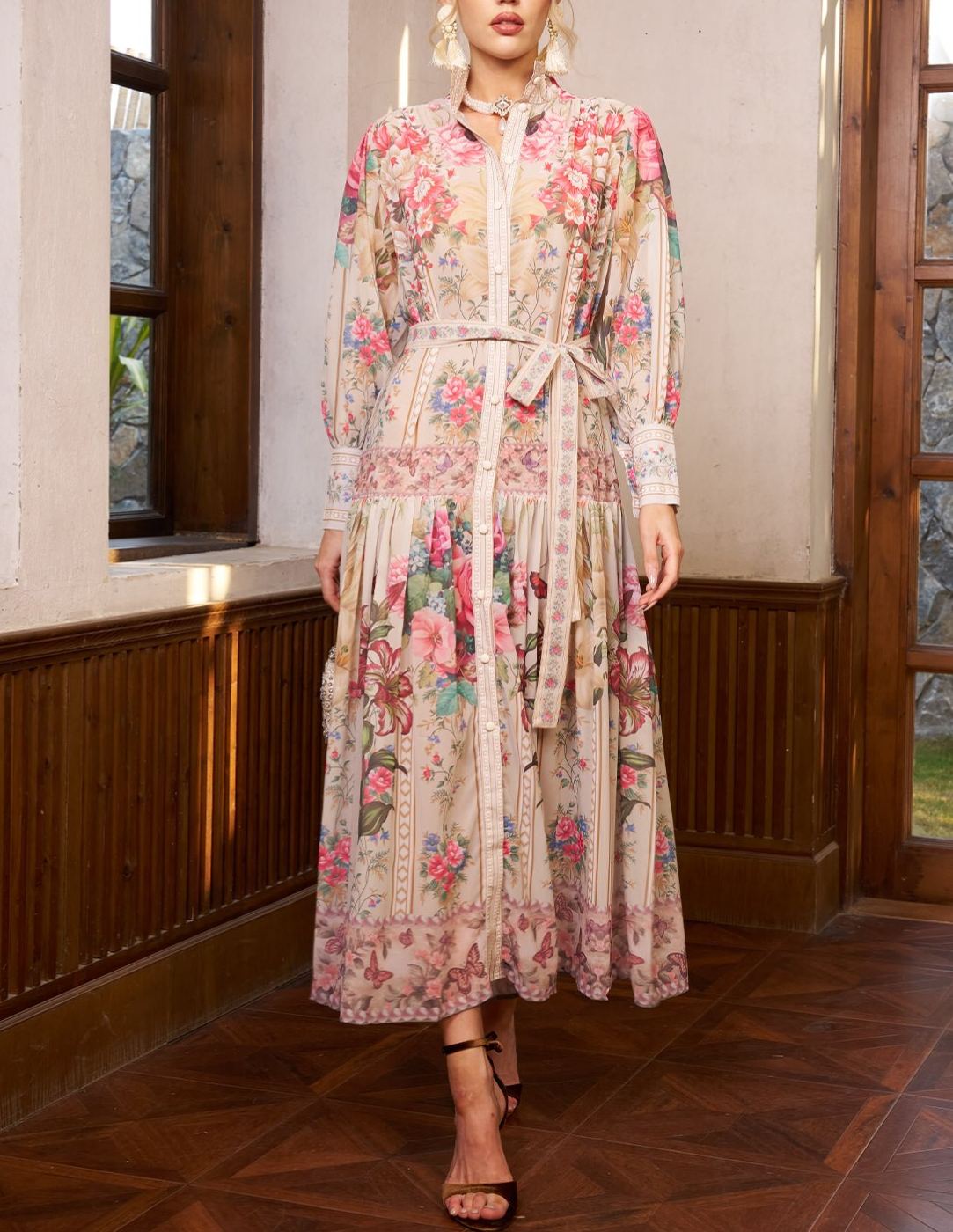 Eden Garden Print Tie-Waist Dress