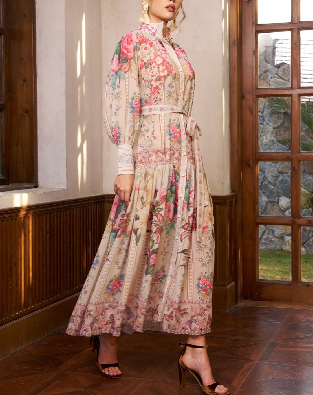 Eden Garden Print Tie-Waist Dress