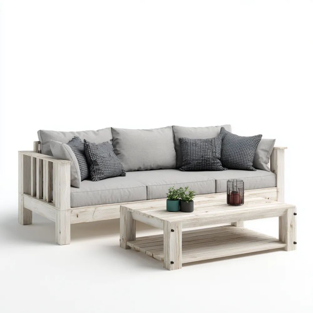 Set di divani da esterno in legno 200x80x75 cm - Grigio chiaro/Grigio scuro