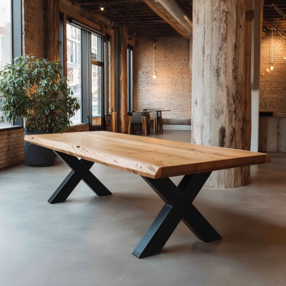 Tavolo da pranzo Legno massello 200x90x75 cm – Design industriale