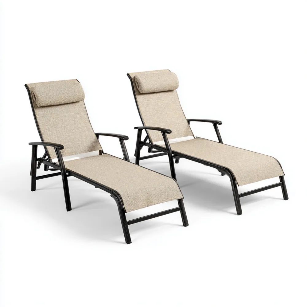 Lettini prendisole in metallo 200x65x40 cm - Beige - Design moderno