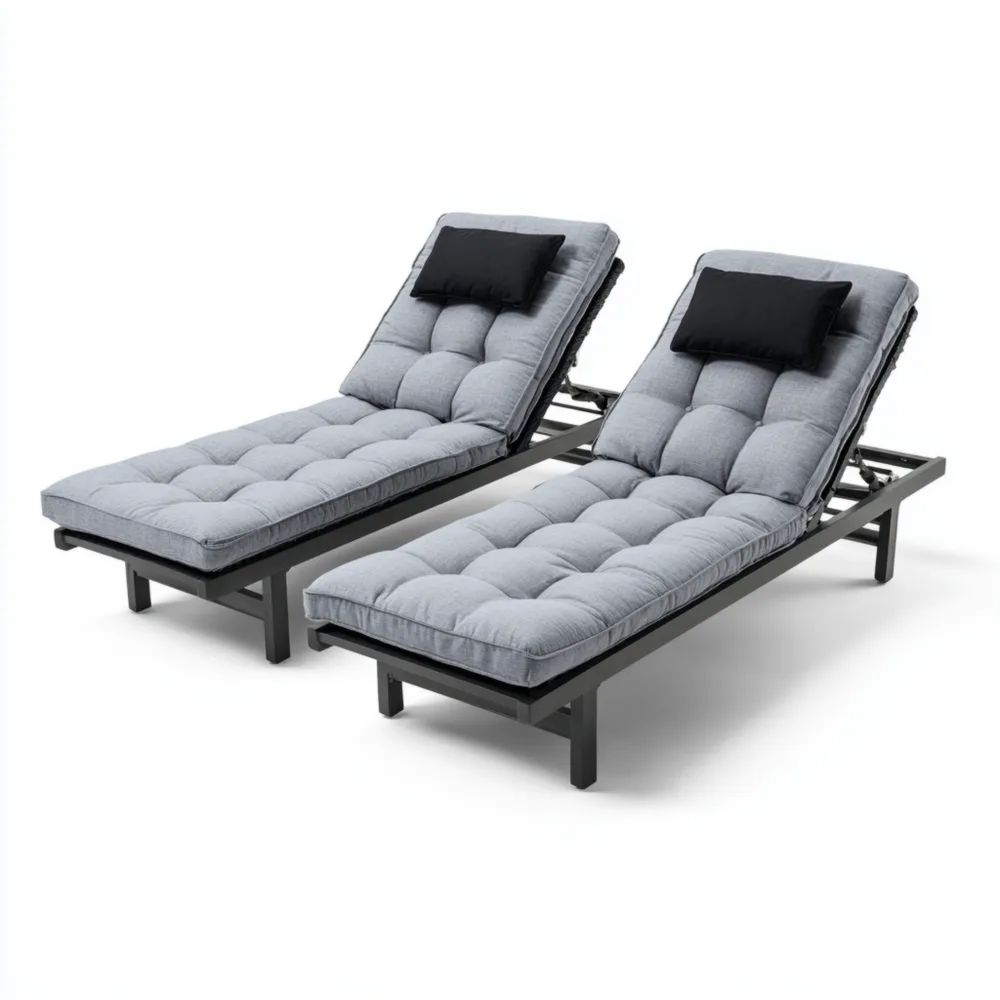 Lettini prendisole in Metallo 200x65x30 cm – Grigio