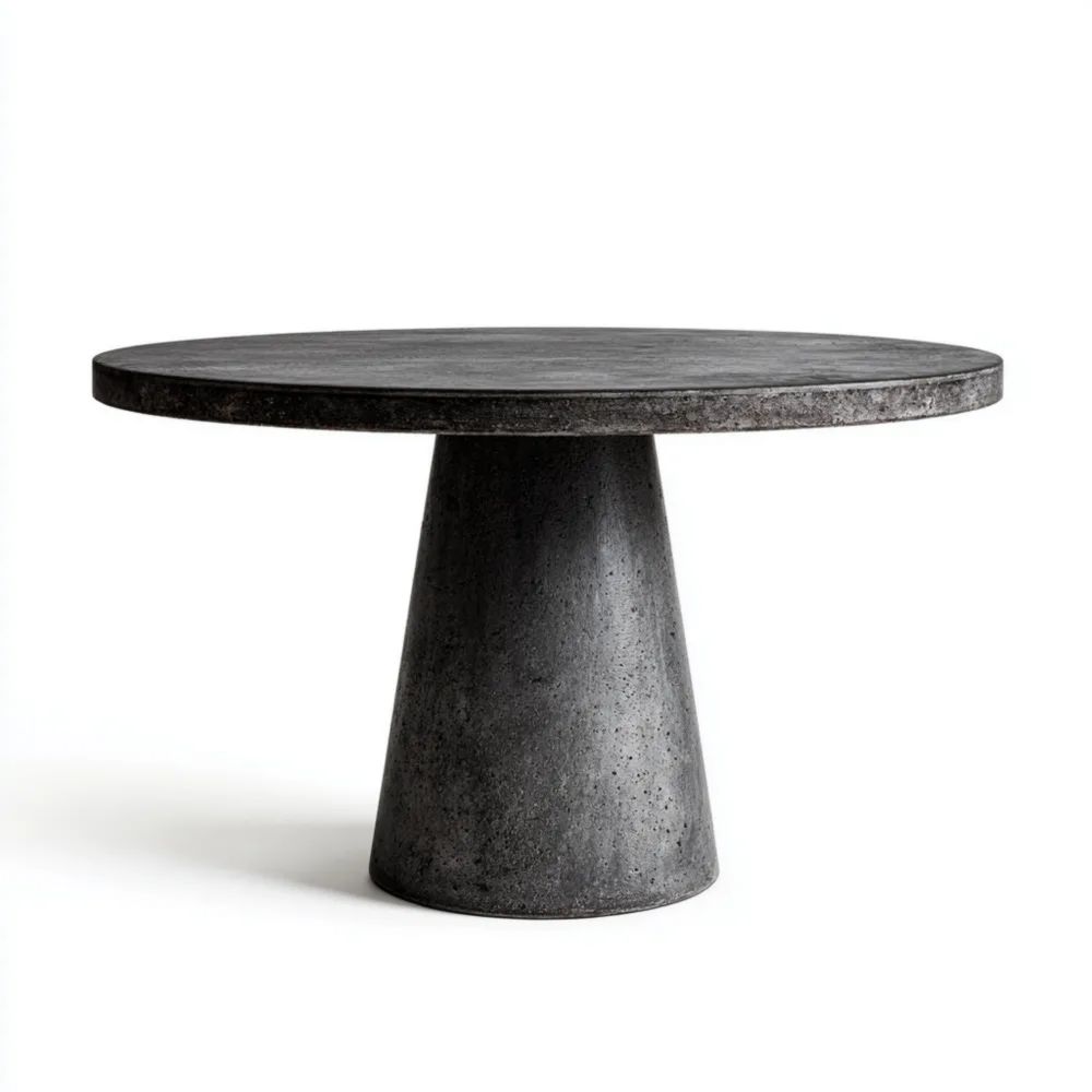 Tavolo da pranzo rotondo in cemento 120x120x75 cm - Grigio scuro