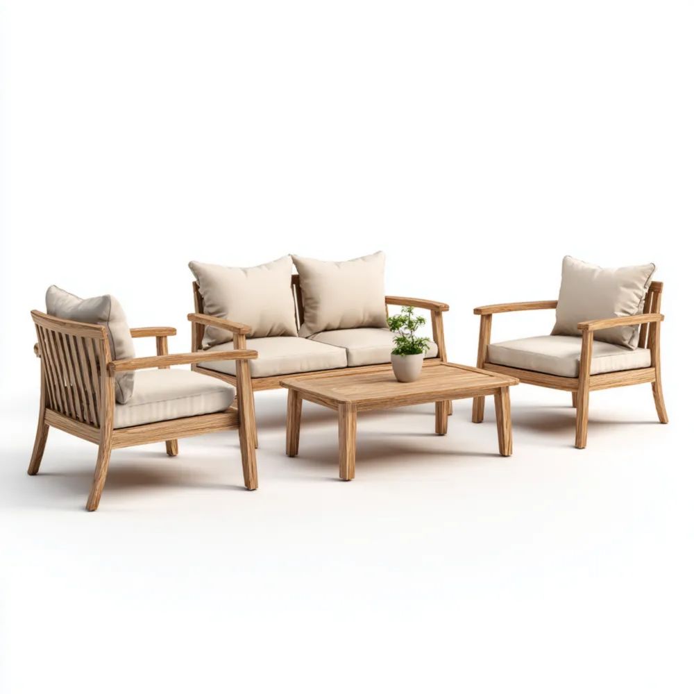 Set di divani da esterno in legno 160x75x80 cm Beige – Design contemporaneo