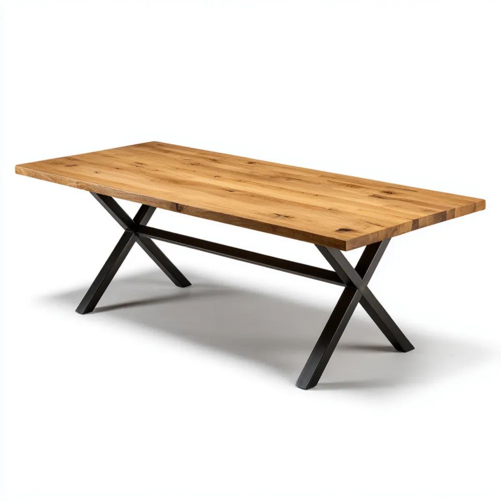 Tavolo da pranzo in legno massello di rovere 200x90x75 cm - Rovere - Design industriale