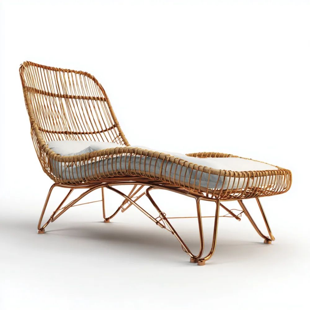 Lettino Prendisole in Rattan Sintetico 200x75x85 cm - Naturale