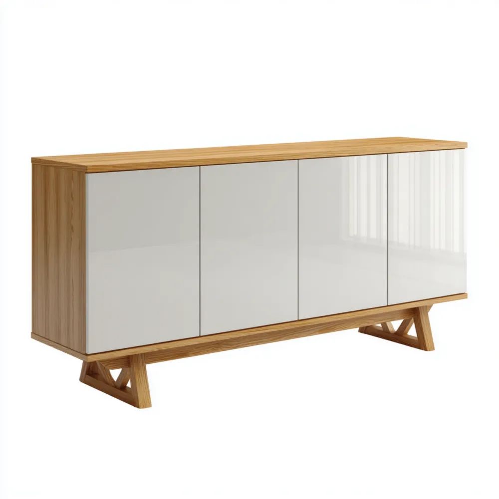 Credenza in legno e laccato Bianco 150x40x80 cm - Design moderno