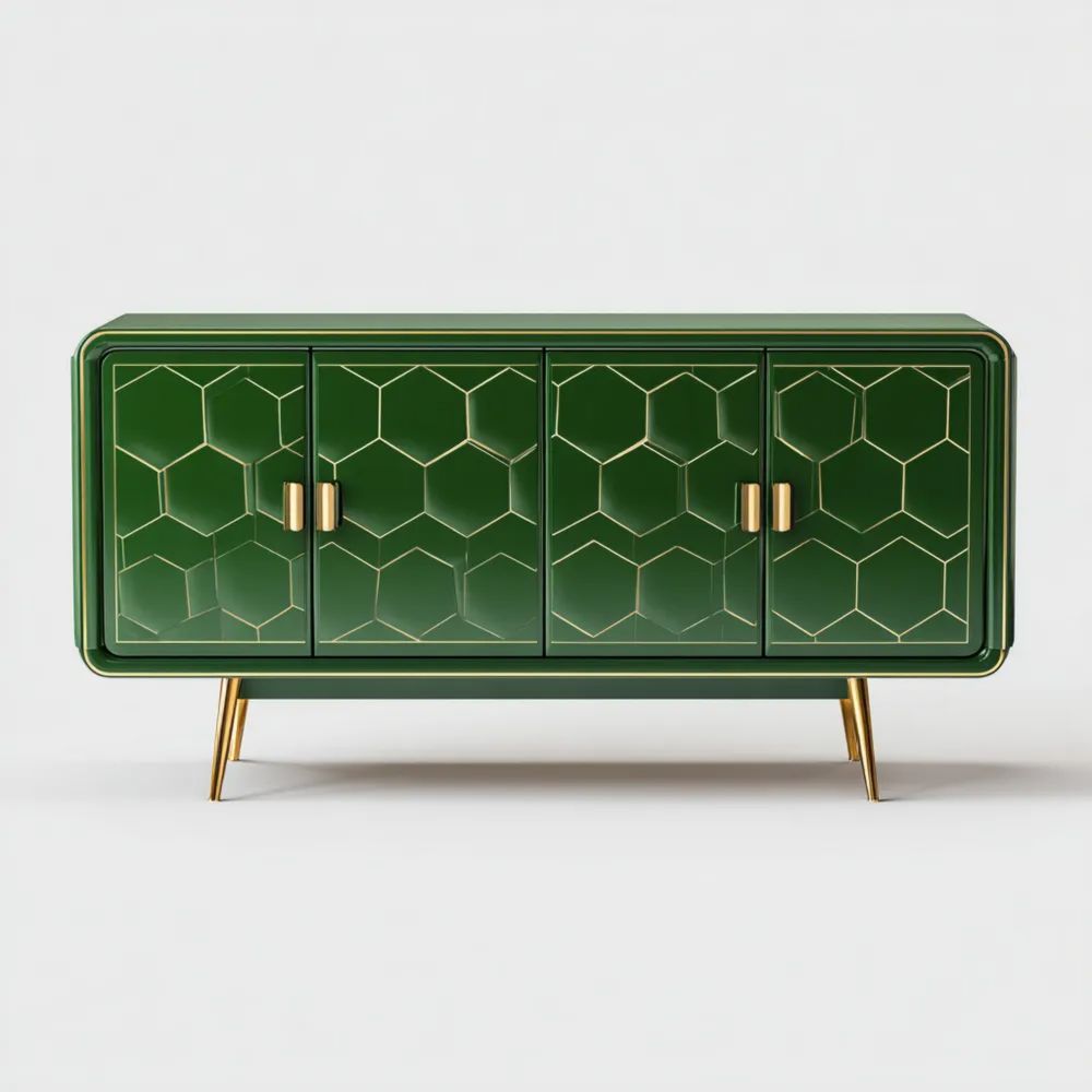 Credenza in legno 120x40x80 cm - Verde e Oro - Design moderno