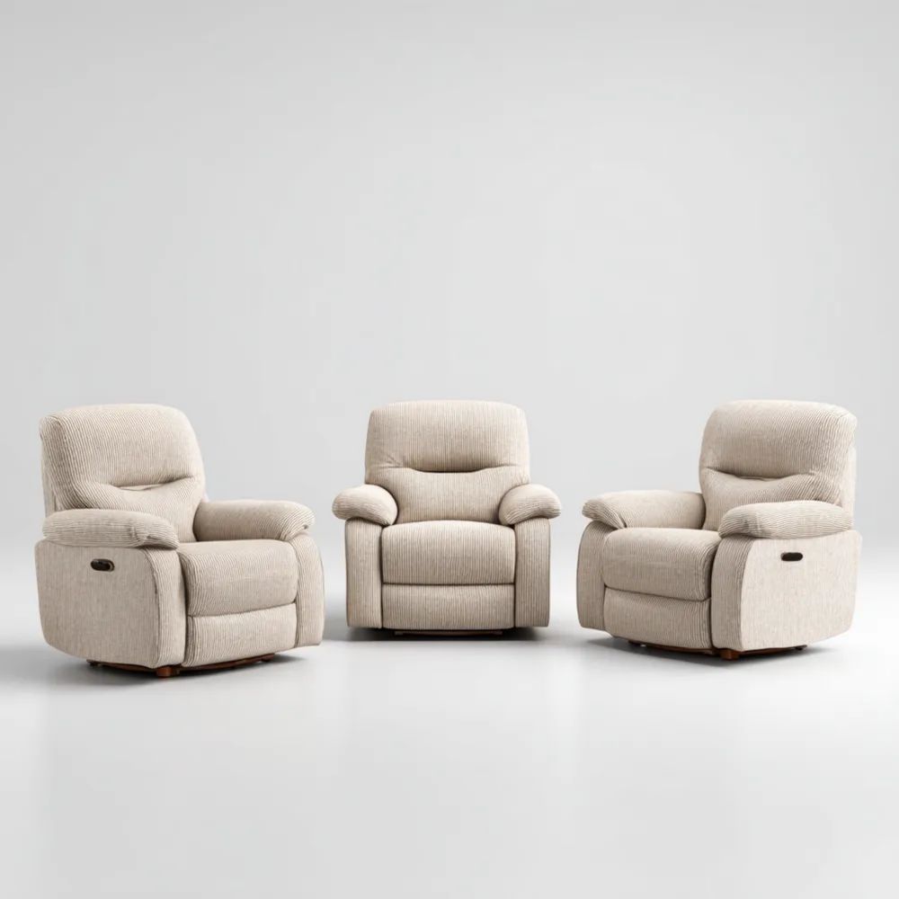 Set di Poltrone Reclinabili in Tessuto 90x85x100 cm Beige – Design Accogliente