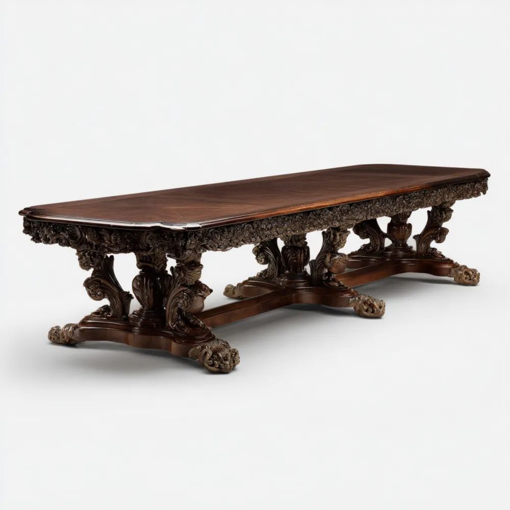 Tavolo da pranzo in legno massello 400x120x78 cm – Stile classico