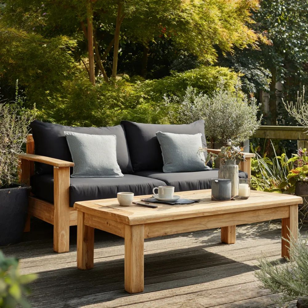 Set di divani da esterno in legno 200x90x85 cm - Grigio scuro - Design moderno