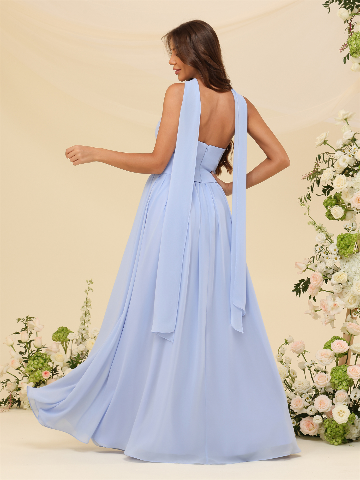 A-line Strapless Chiffon Silt Bridesmaid Dress #BM2507038