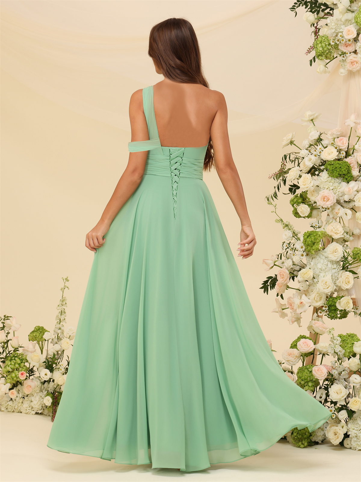 A-line One Shoulder Chiffon Bridesmaid Dress #BM2503027