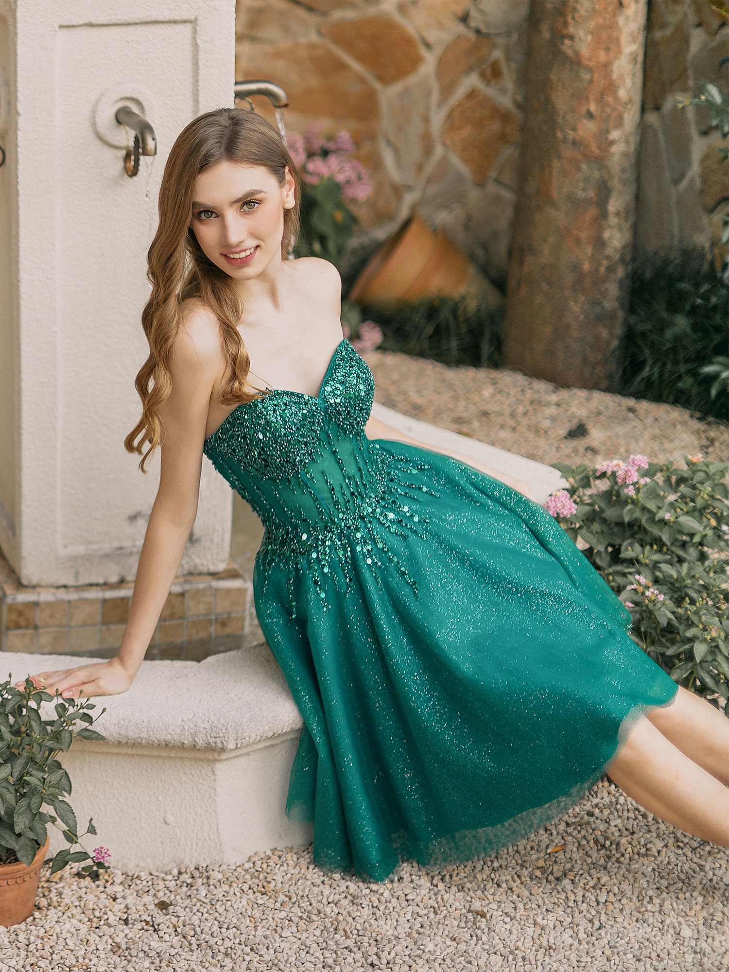 Sparkly A-line Sweetheart Tulle Beaded Party Homecoming Dress #HC2402135