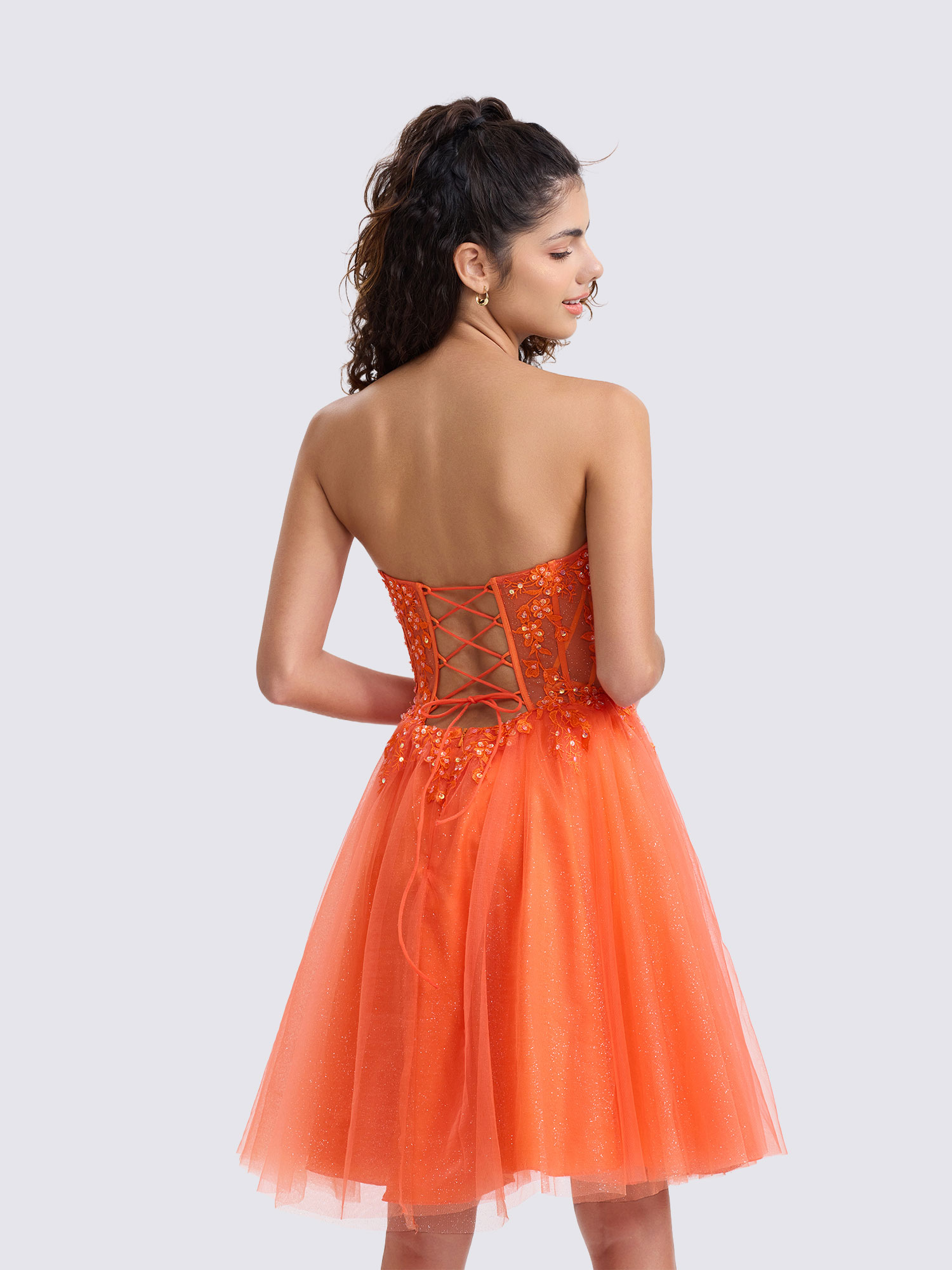 A-line Sweetheart Tulle Lace Appliques Homecoming Dress #HC2604033