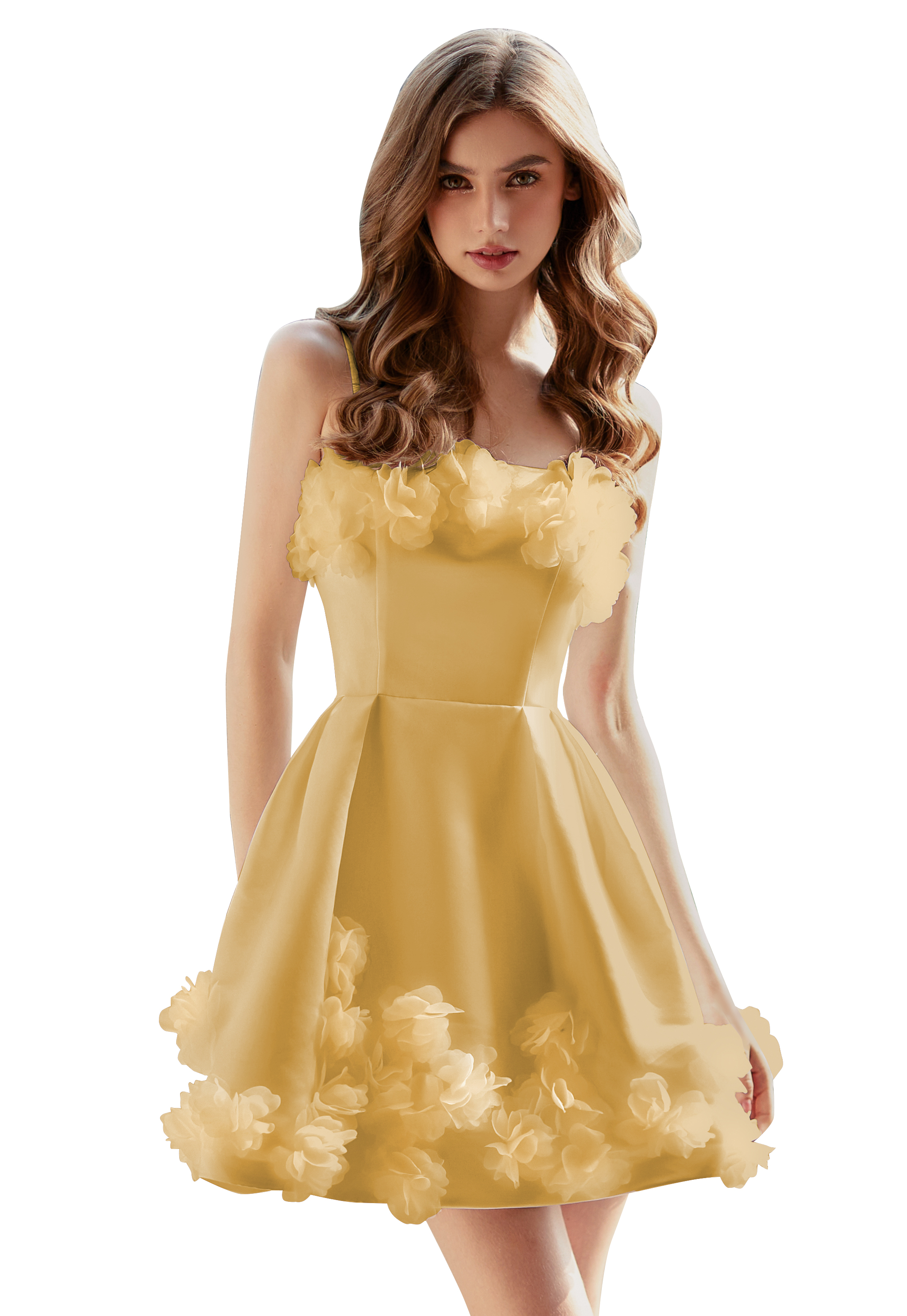  A-line Scoop Satin Floral Short Homecoming Dress #HC2604026