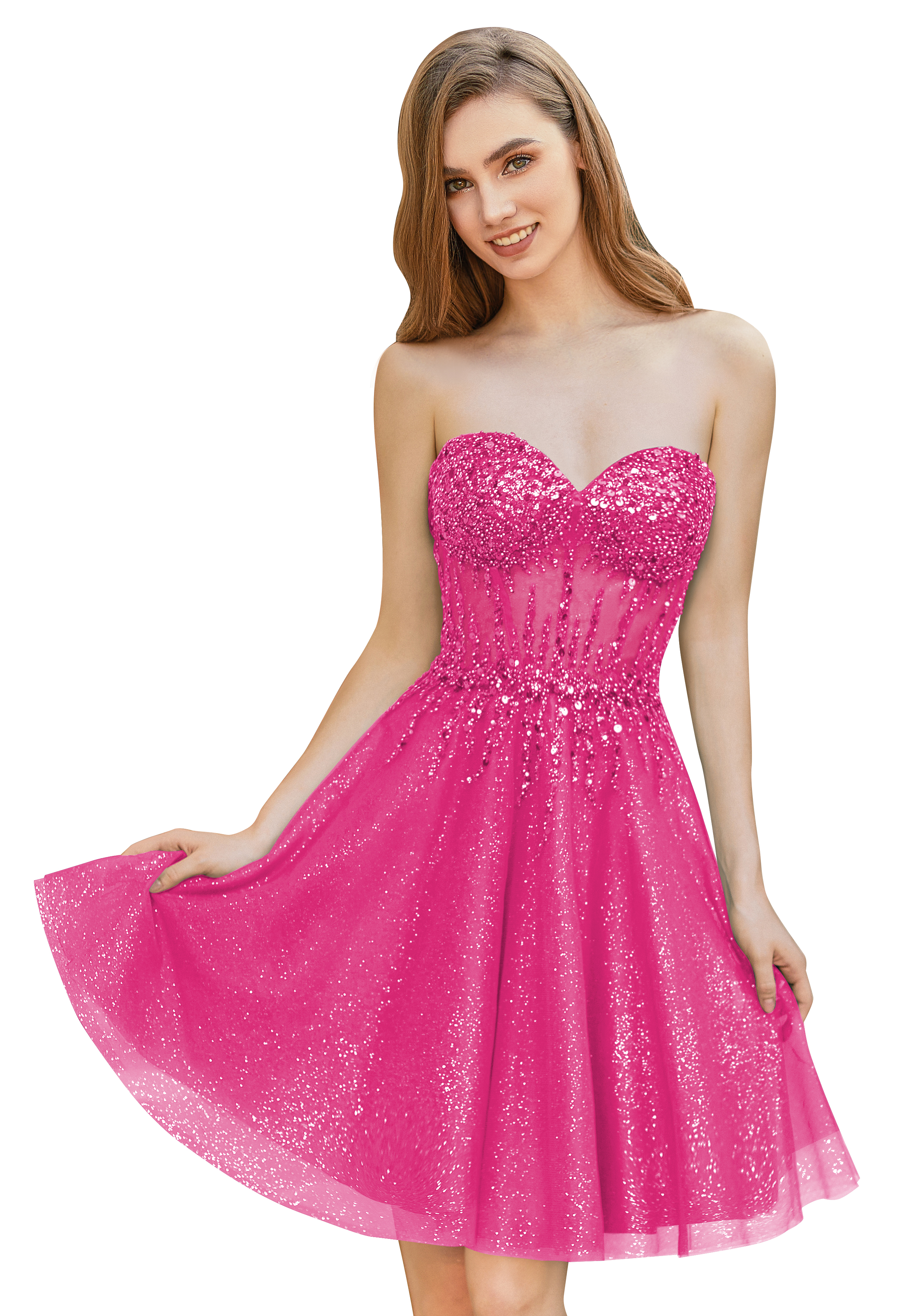 A-line Sweetheart Tulle Beaded Cocktail Party Homecoming Dress #HC2402135