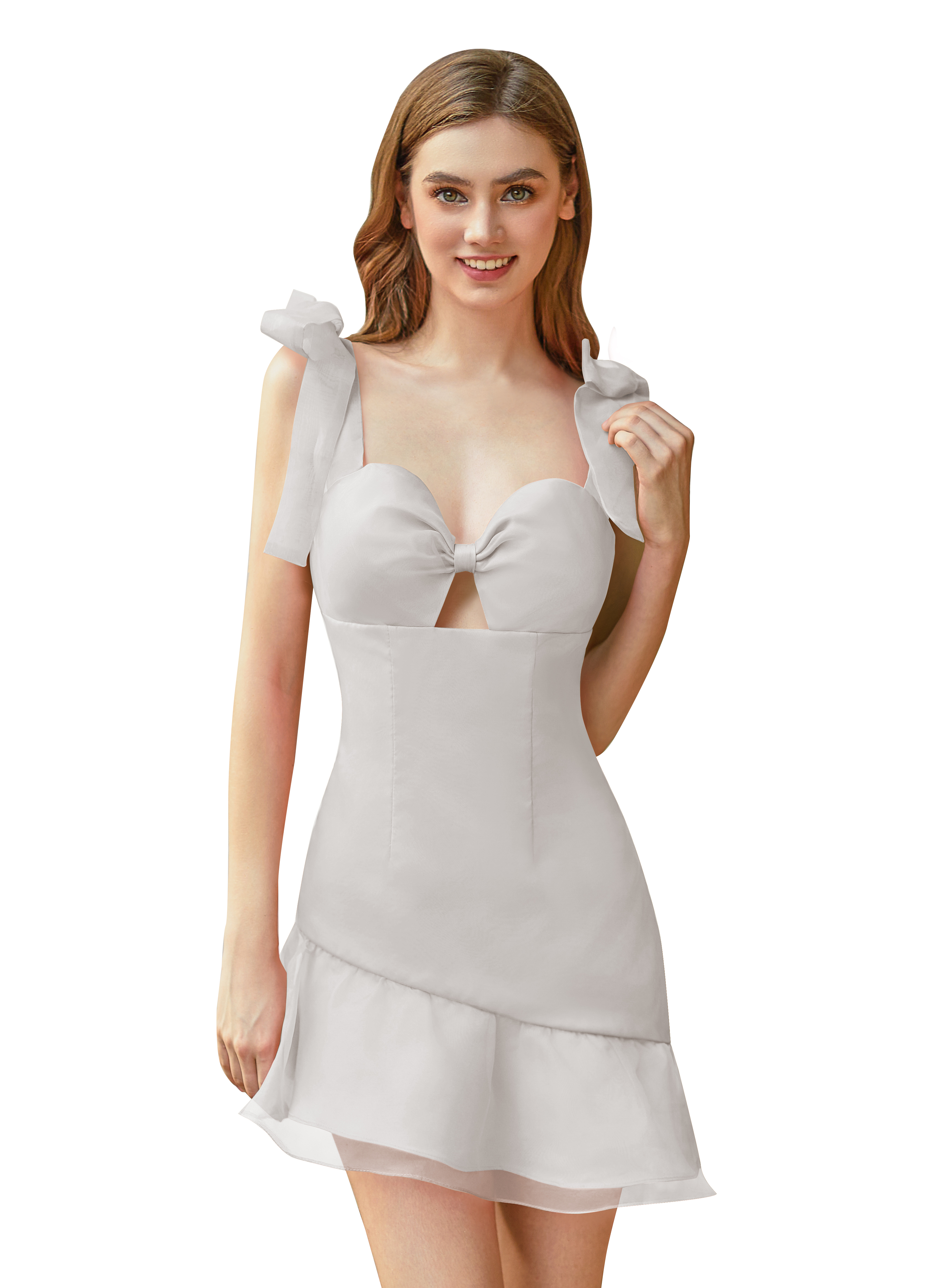Sweetheart Elasticated Shoulder Straps Ruffles Satin Short Homecoming Dress #HC2604028