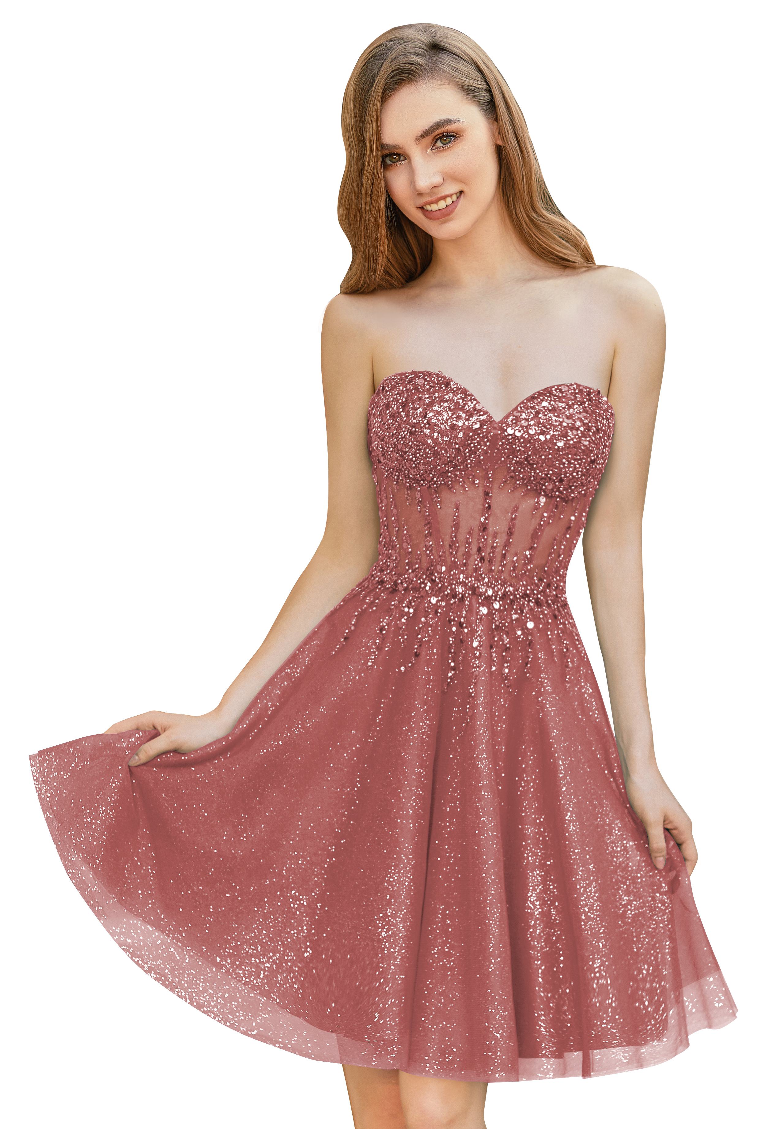 A-line Sweetheart Tulle Beaded Cocktail Party Homecoming Dress #HC2402135
