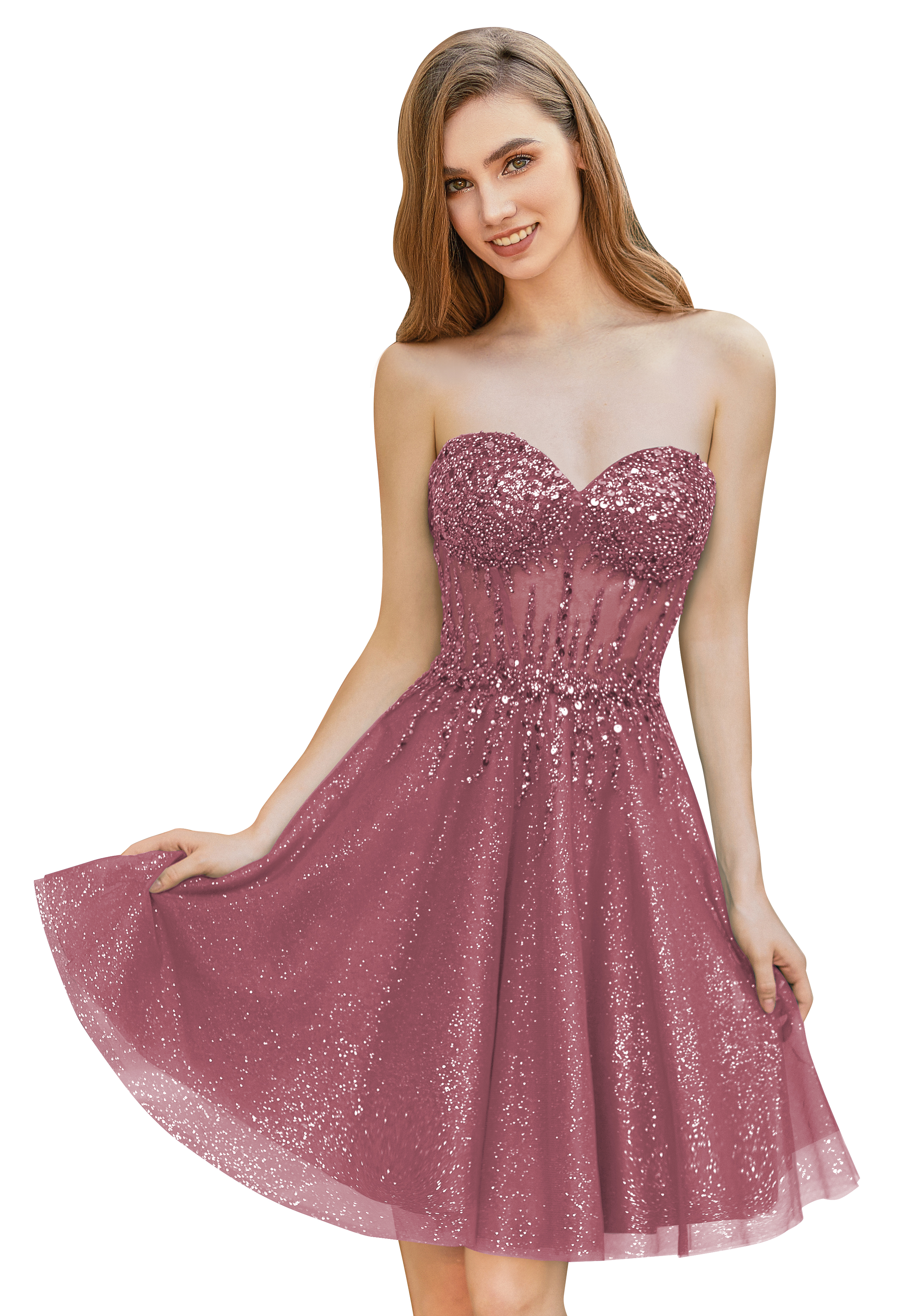 A-line Sweetheart Tulle Beaded Cocktail Party Homecoming Dress #HC2402135