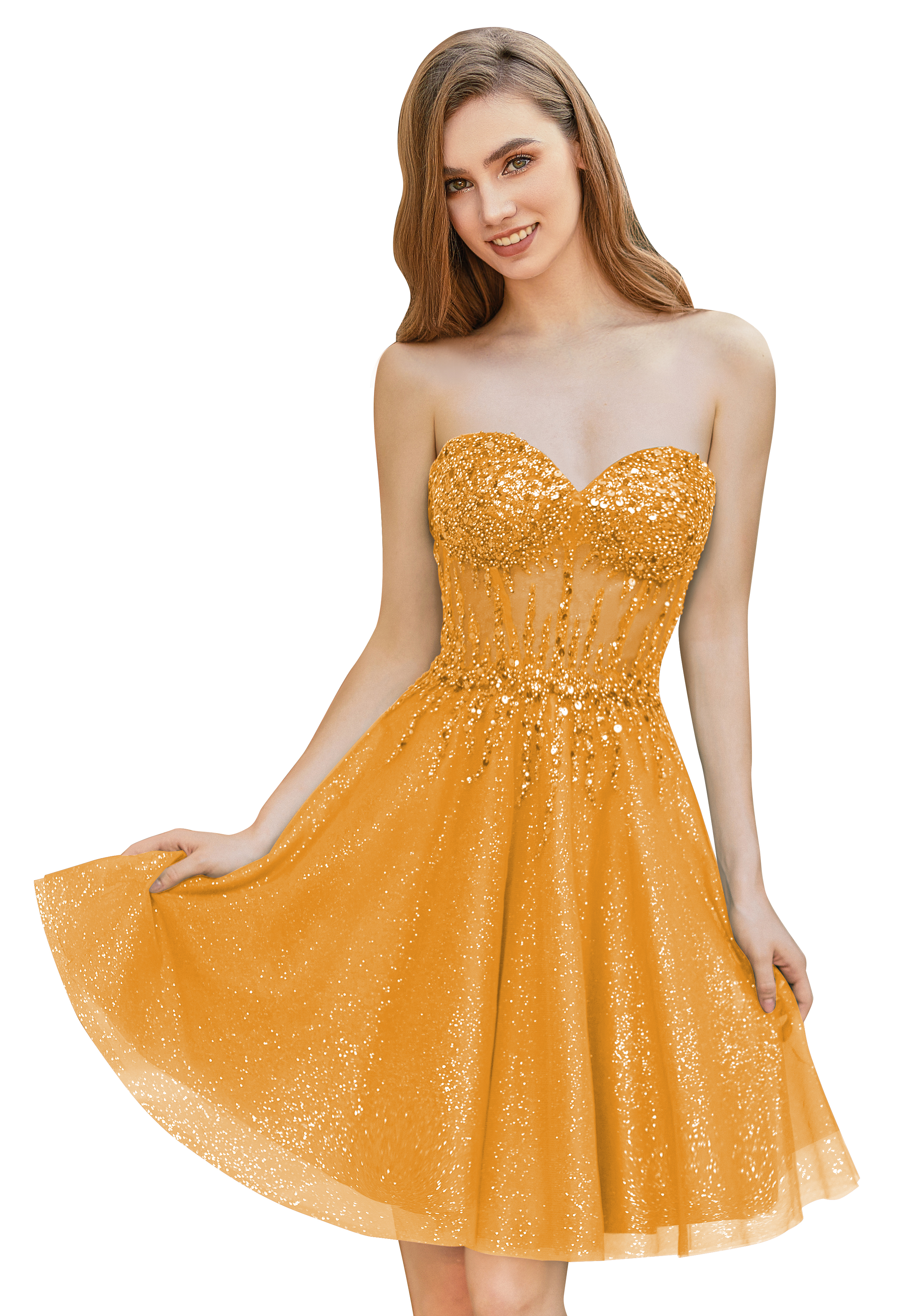 A-line Sweetheart Tulle Beaded Cocktail Party Homecoming Dress #HC2402135