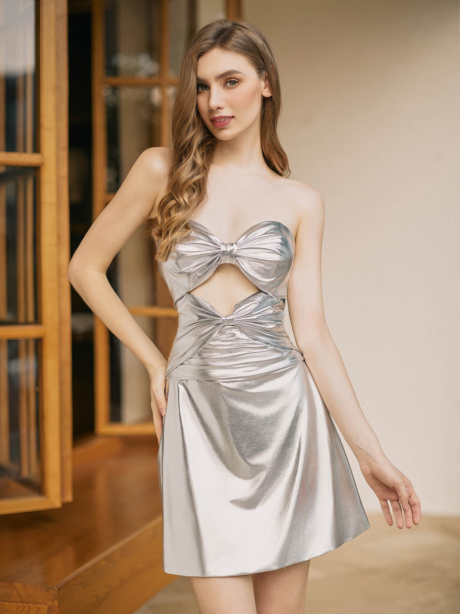 Sexy Sweetheart Corset Pleated Satin Cut Out Cocktail Party Homecoming Dress #HC2604030
