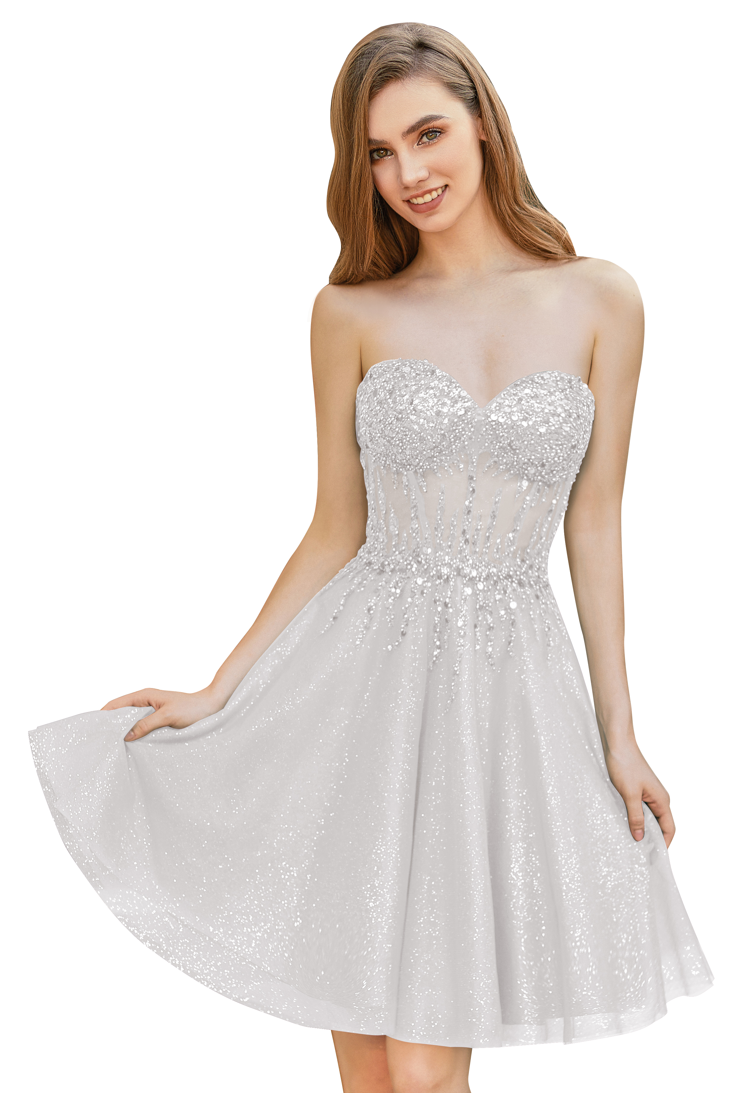 A-line Sweetheart Tulle Beaded Cocktail Party Homecoming Dress #HC2402135