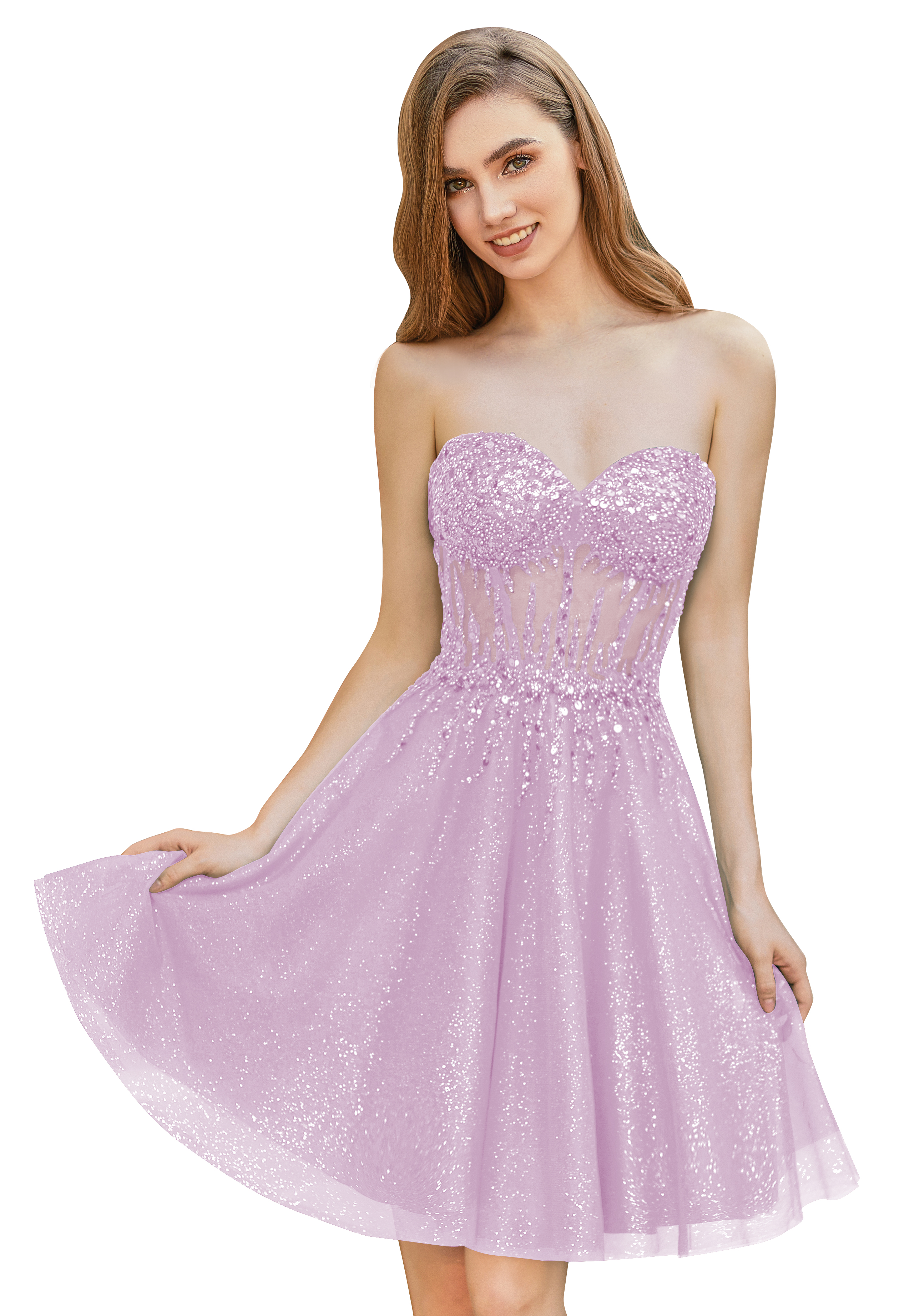 A-line Sweetheart Tulle Beaded Cocktail Party Homecoming Dress #HC2402135