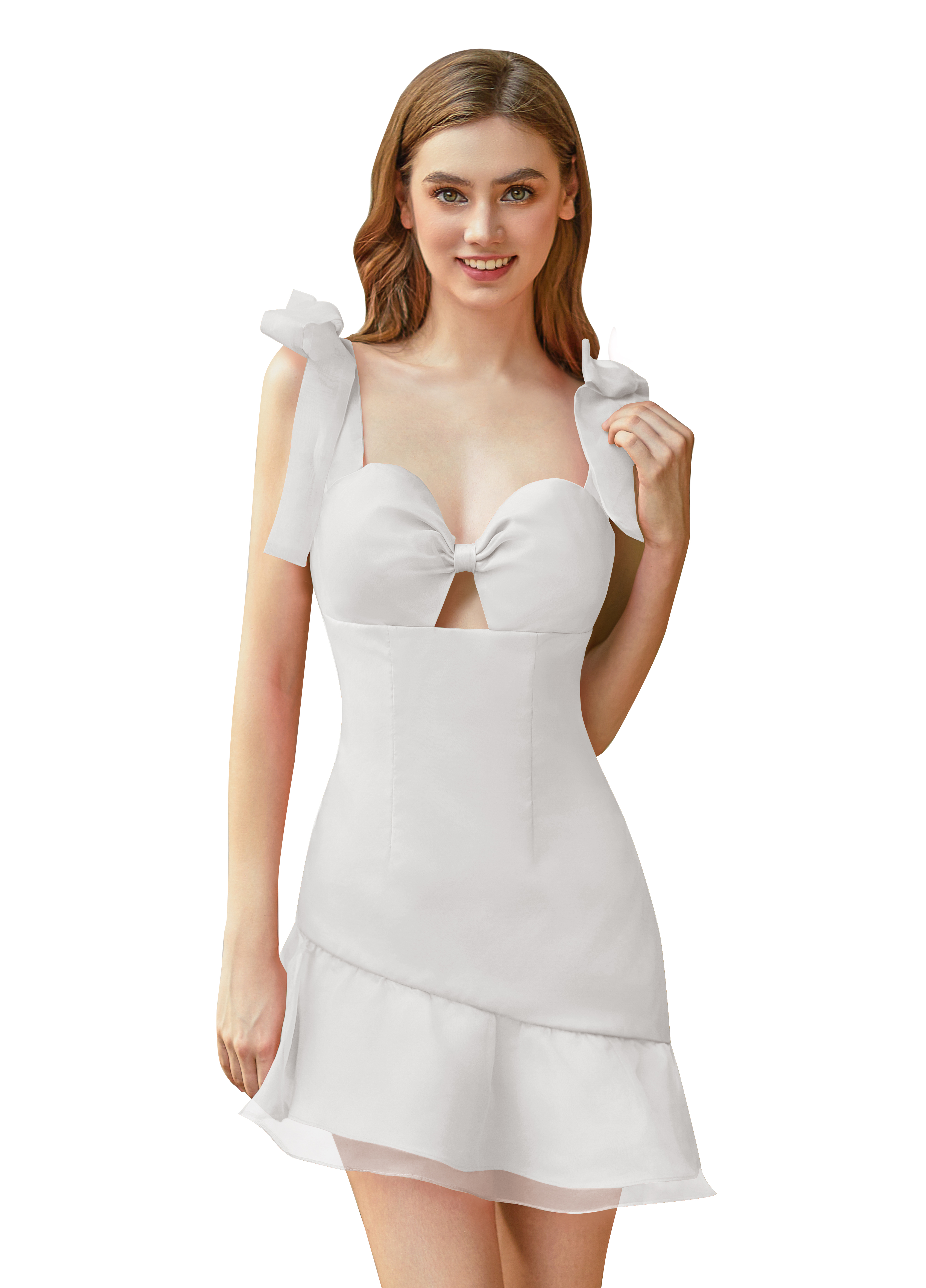 Sweetheart Elasticated Shoulder Straps Ruffles Satin Short Homecoming Dress #HC2604028