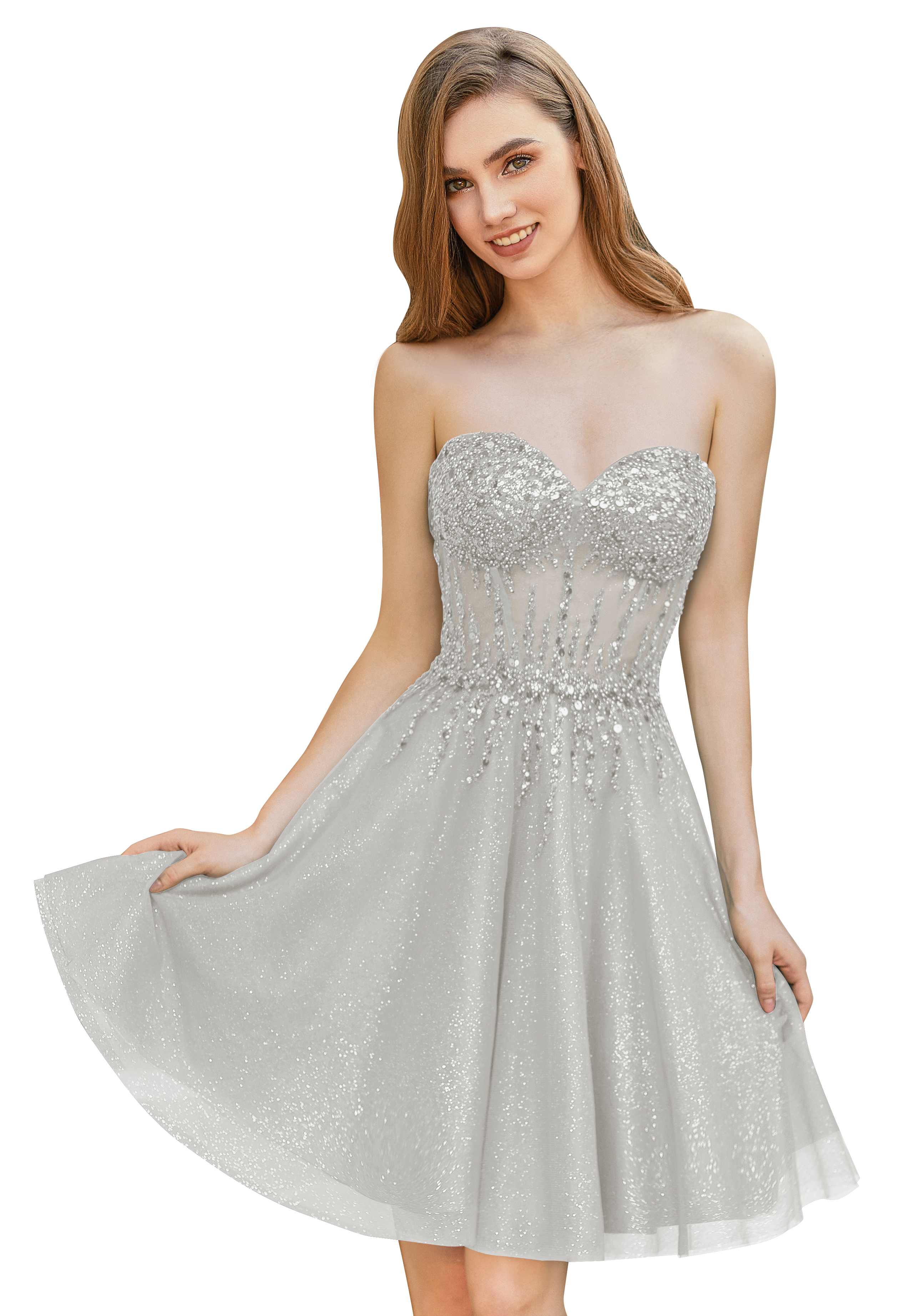 A-line Sweetheart Tulle Beaded Cocktail Party Homecoming Dress #HC2402135