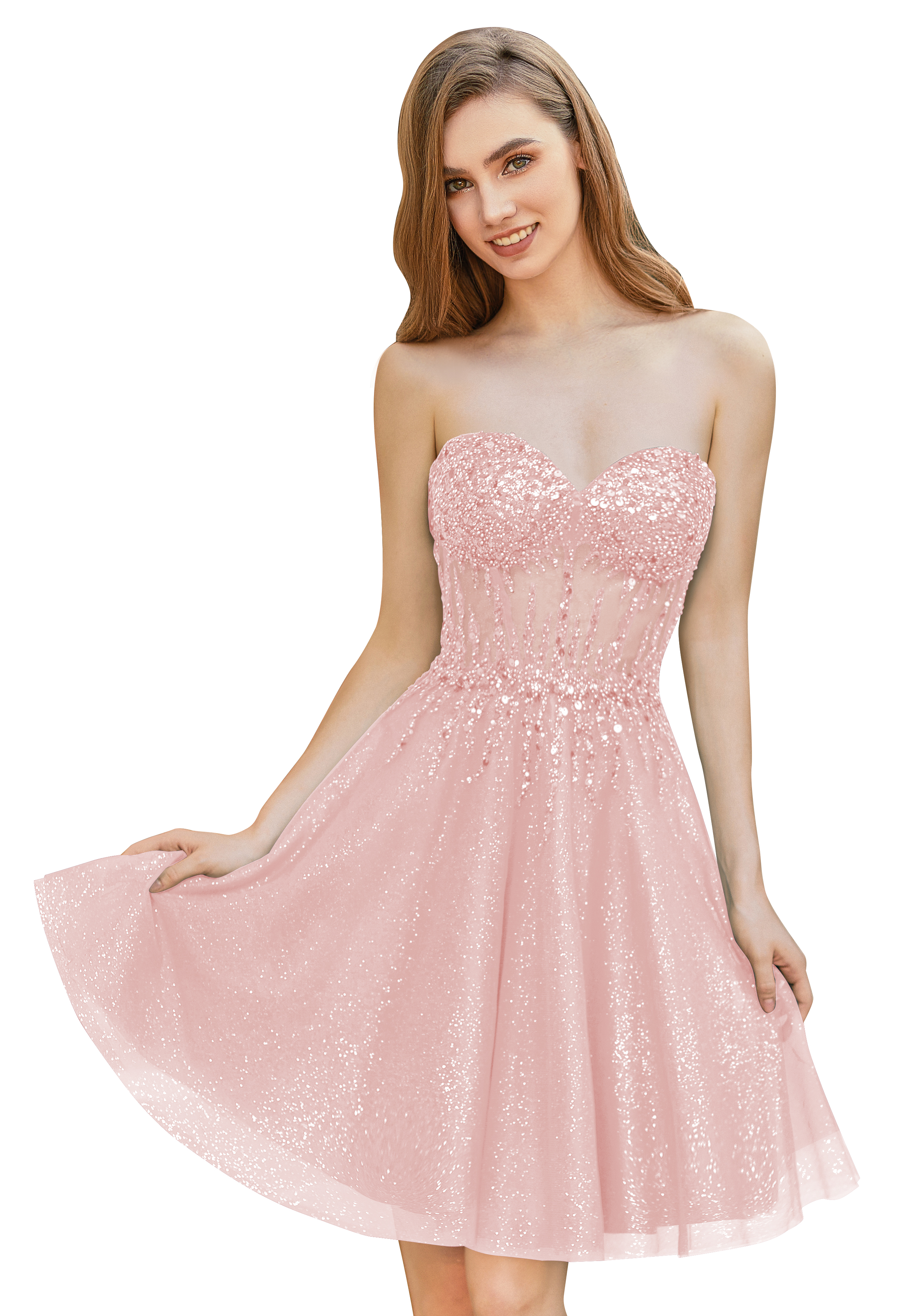 A-line Sweetheart Tulle Beaded Cocktail Party Homecoming Dress #HC2402135