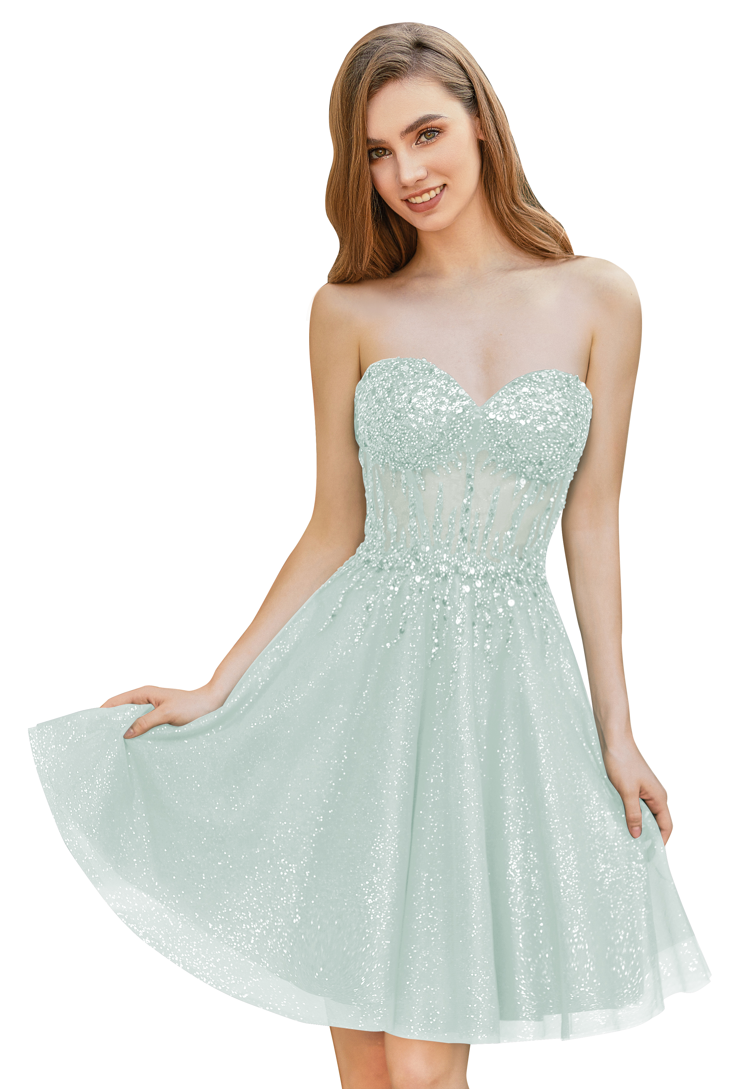 A-line Sweetheart Tulle Beaded Cocktail Party Homecoming Dress #HC2402135