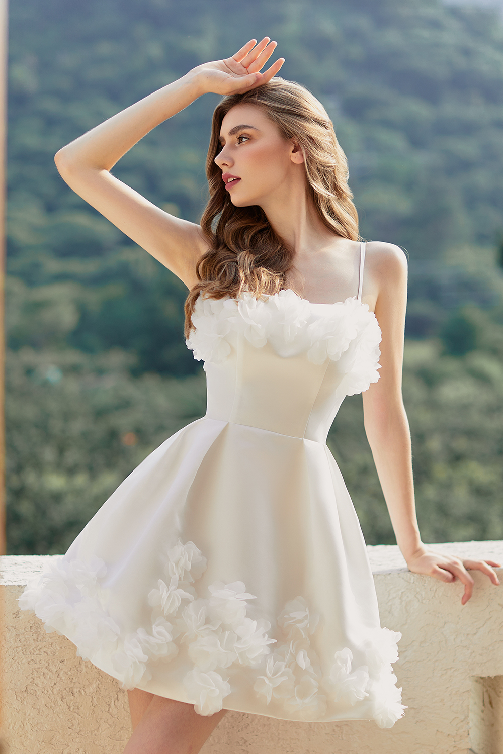  A-line Scoop Satin Floral Short Homecoming Dress #HC2604026