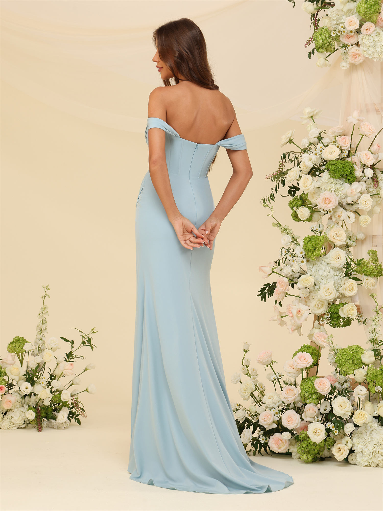 Mermaid Off-The-Shoulder Slit Bridesmaid Dress #BM2507139