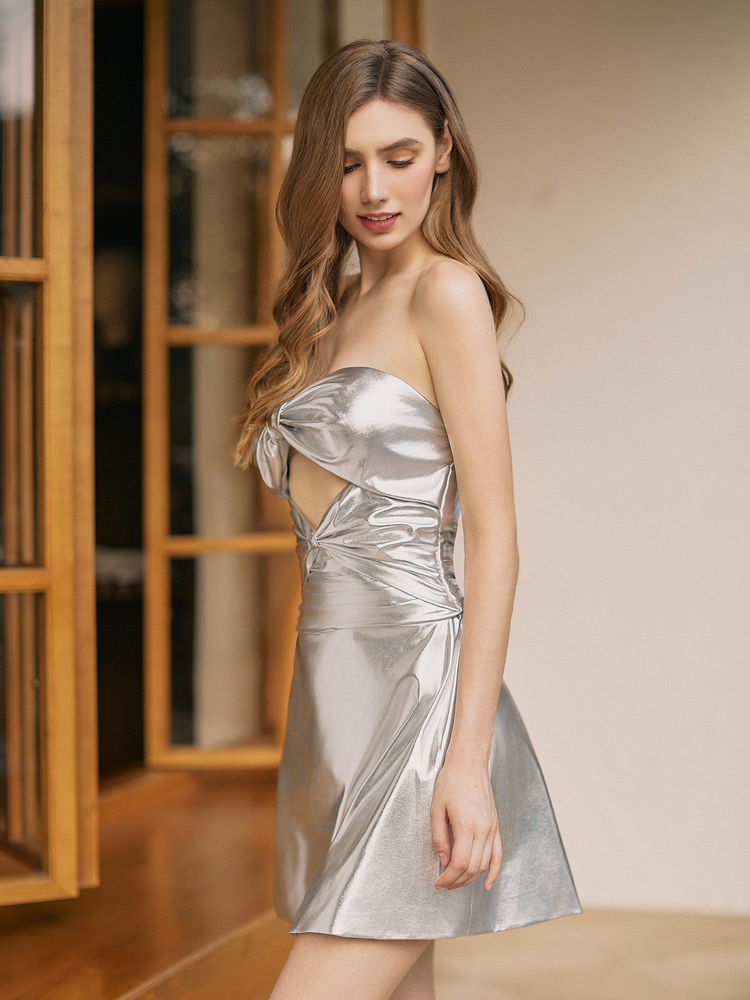 Sexy Sweetheart Corset Pleated Satin Cut Out Cocktail Party Homecoming Dress #HC2604030