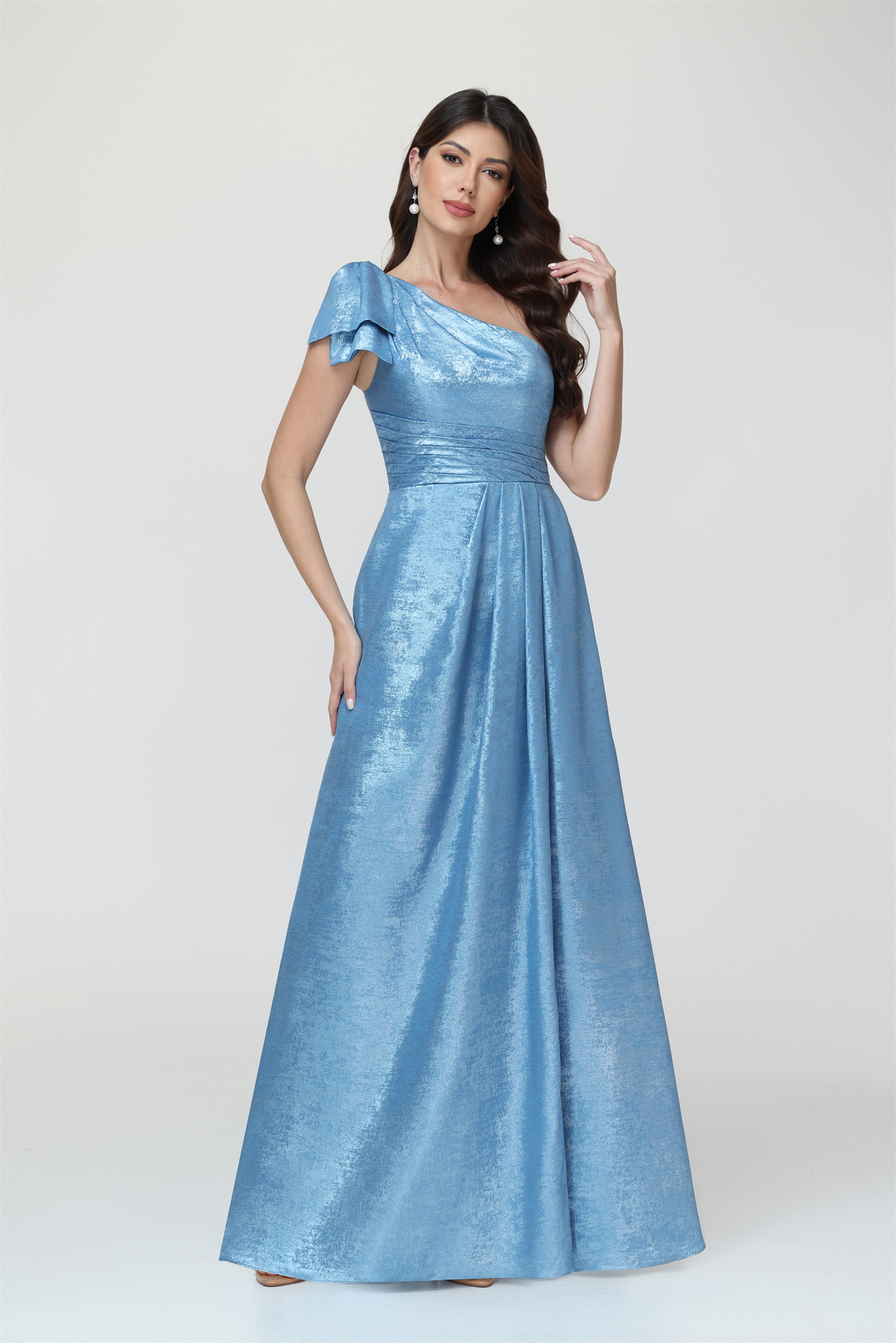 A-line One Shoulder Lace Up Sleeveless Silt Bridesmaid Dress #BM2512052