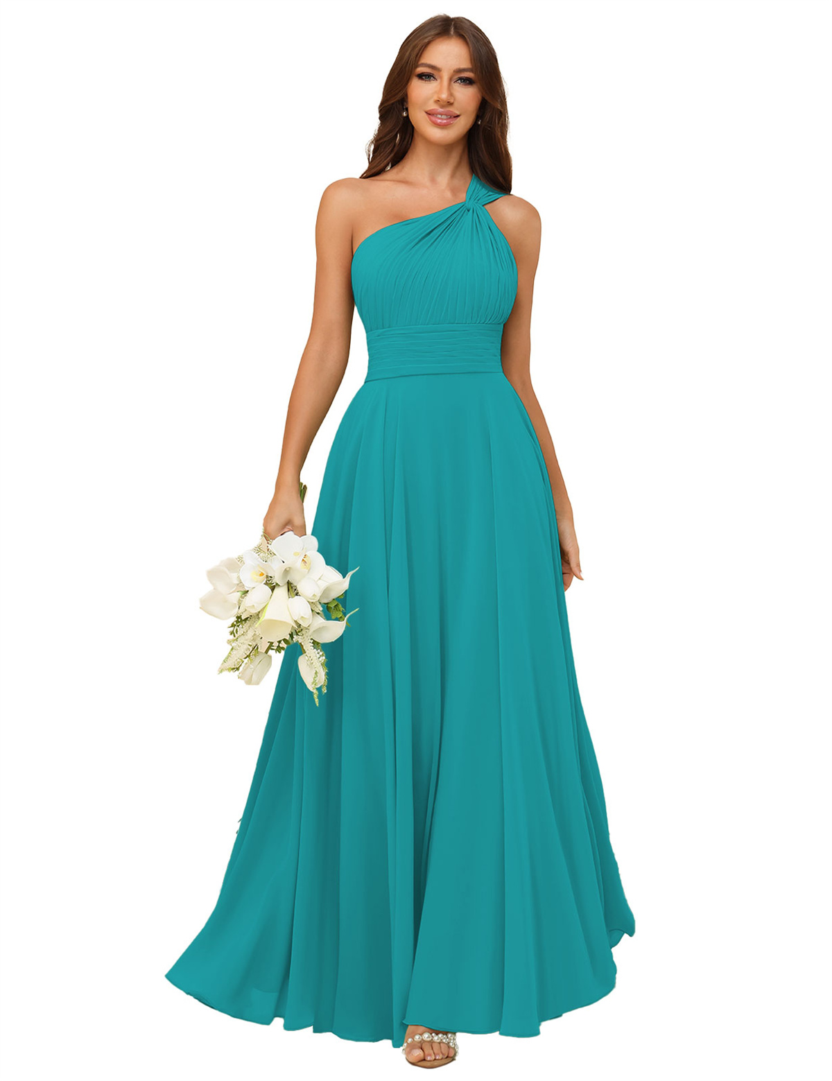 A-line One Shoulder Chiffon Bridesmaid Dress #BM2503027