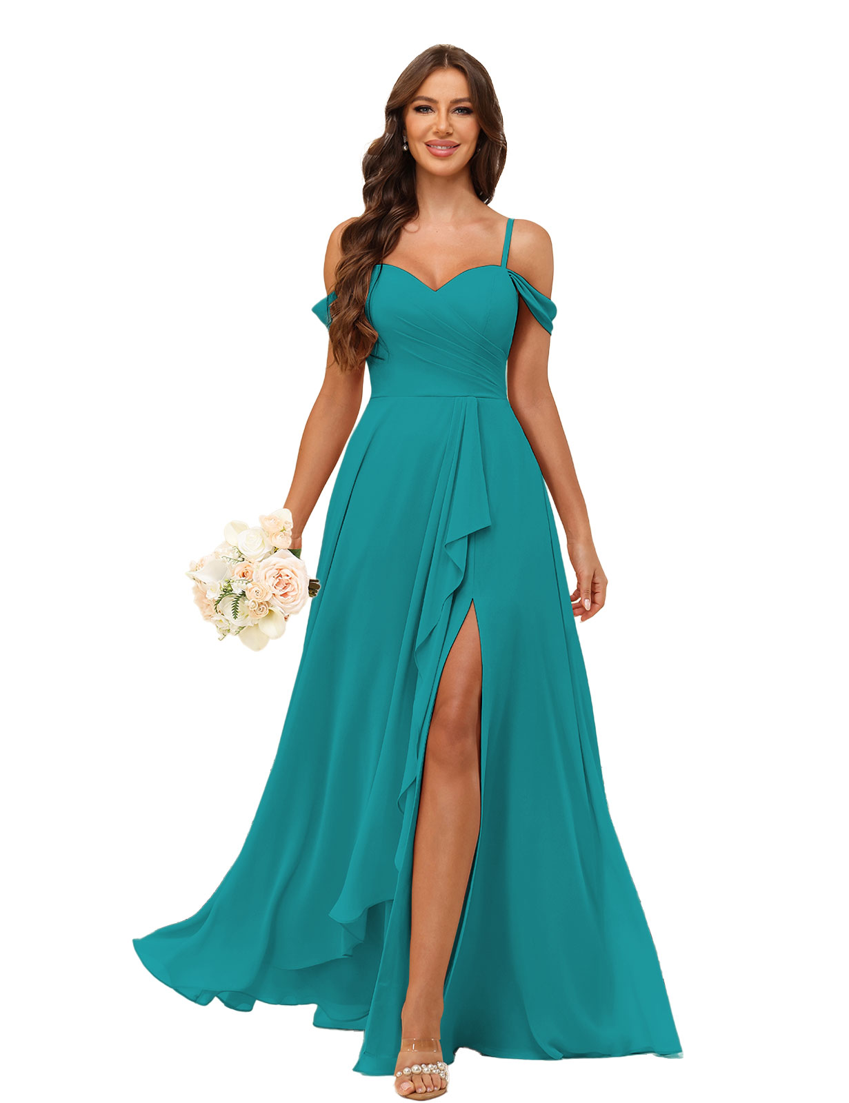 A-line Sweetheart Chiffon Silt Lace Up Bridesmaid Dress #BM2507137