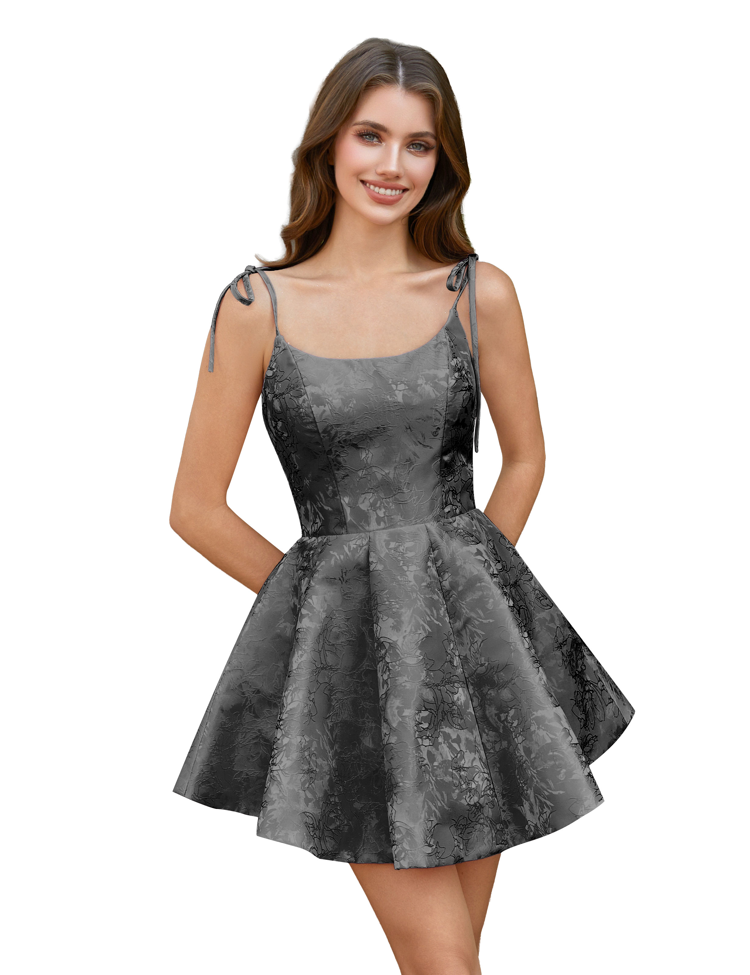  A-Line Spaghetti Straps Satin Homecoming Dress with Pockets #HC2402238