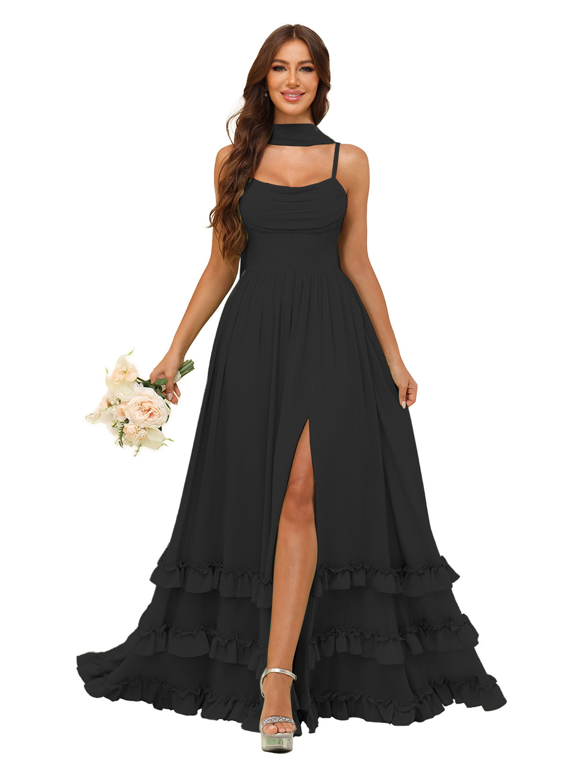 A-line Strapless Chiffon Ruffles Bridesmaid Dress #BM2507130